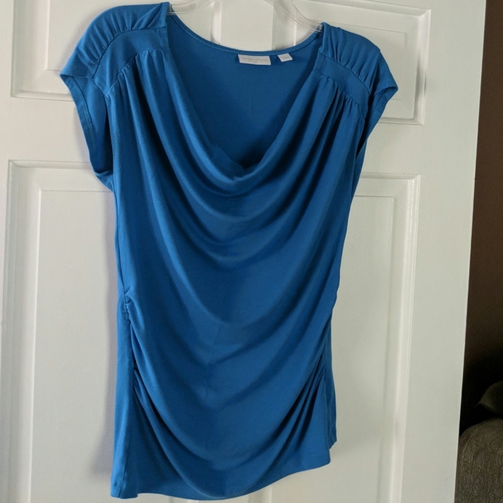 Blue cowl top